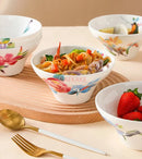 Axyaa 6-inch High Feet Noodle Bowl: Porcelain Ceramic Soup Bowl with Anti-scalding Rim