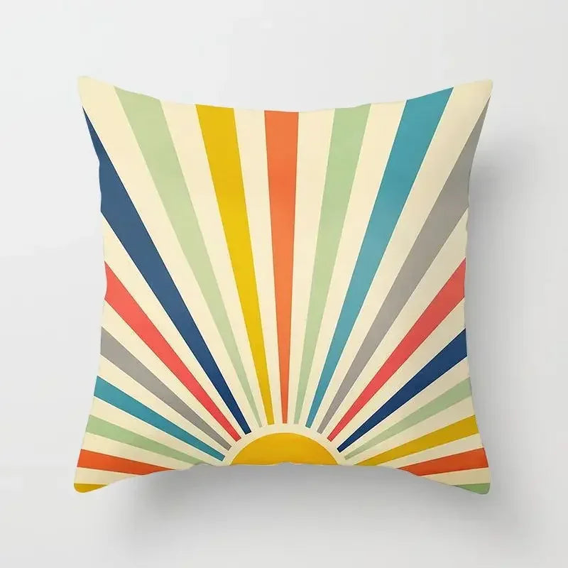 Geometric Nordic Cushion Cover in Yellow Red Blue for Sofa by Axyaa