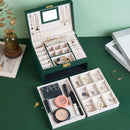 Axyaa 3-Layer Jewelry Organizer Box for Earrings, Rings, Necklaces - Mirror & Exquisite Gift