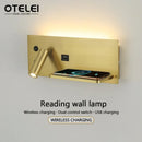 Axyaa LED Wall Lights with Wireless Charger, USB Interface, Minimalist Design for Living Rooms & Bedrooms