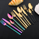 Axyaa Gold Stainless Steel Cutlery Set - 24Pcs Flatware Knife Fork Spoon Dishwasher Safe