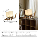 Axyaa Octopus Wood+Marble Table Lamp Touch Control LED Lighting for Indoor Decor
