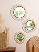 Axyaa Boho Hand Woven Wall Hanging Tapestry Nordic Wall Mirrors Decoration