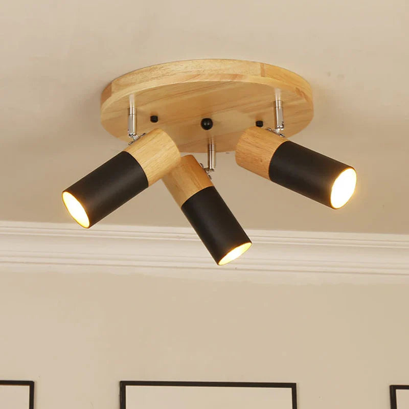 Axyaa Rotatable Wooden Ceiling Light with LED for Bedroom and Living Room