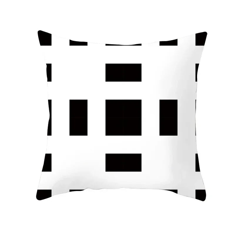 Axyaa Plaid Geometric Wave Stripe Checkerboard Print Throw Pillow Case