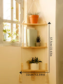 Axyaa Triangle Wood Wall Shelf Boho Decor Stand for Living Room Bedroom