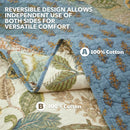 King Size Bohemian Green Patchwork Quilt Set by Axyaa - Reversible Lightweight Bedspread