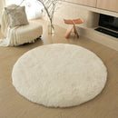 Axyaa Kids Bedroom Plush Rug: Circular White Fluffy Carpet for Nursery & Play Mat