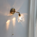 Axyaa Copper Base LED Wall Sconce, Pull Chain Switch, Clear Glass, Nordic Modern Rotation