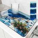 Axyaa Mediterranean Landscape Oil Painting Absorbent Mat