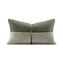 Axyaa Luxury Horsehair Leather Sofa Waist Pillow 30x50cm Silver-Green