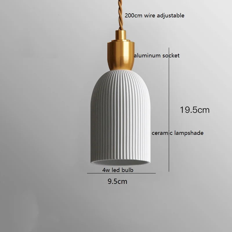 Axyaa Walnut Ceramic Nordic LED Pendant Lights - Japanese Style Modern Hanging Lamp