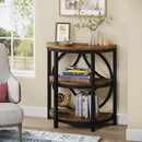 Axyaa Industrial 3-Tier Half Round End Table, Metal Frame Living Room Side Table