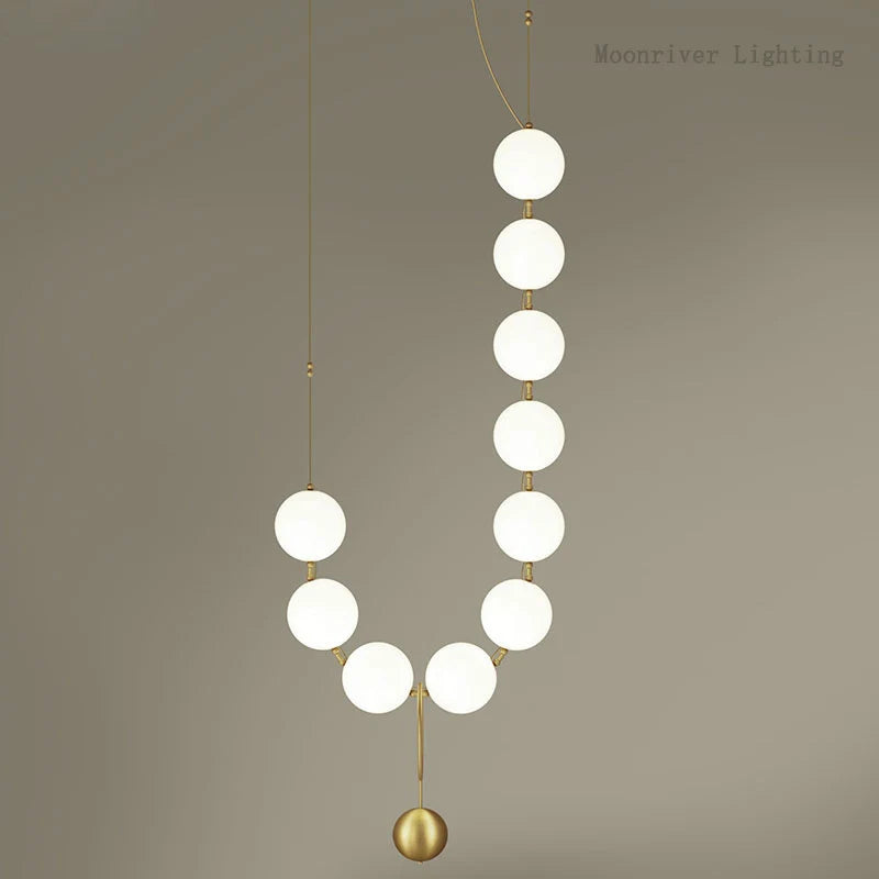 Axyaa White Glass Ball Necklace Pendant Chandelier for Luxury Ambiance