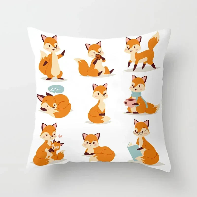 Axyaa Cartoon Animal Cushion Cover 45*45 Sofa Pillowcase Decorative Throw Pillow