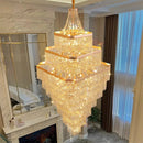Axyaa Crystal Chandelier: Modern Luxury Stair & Living Room Lighting