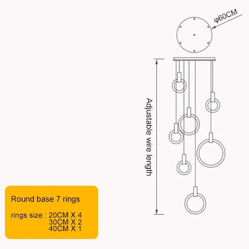 Axyaa Circular Staircase Chandelier: Luxury Nordic Living Room Pendant Light