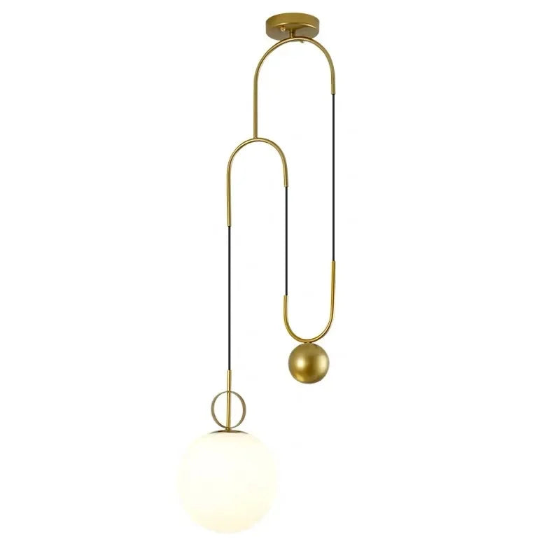 Axyaa Glass Ball Pulley Pendant Light Fixture for Indoor Living Room and Bedroom