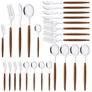 Axyaa Stainless Steel Wooden Handle Cutlery Set Dinnerware Flatware Knife Spoon Fork