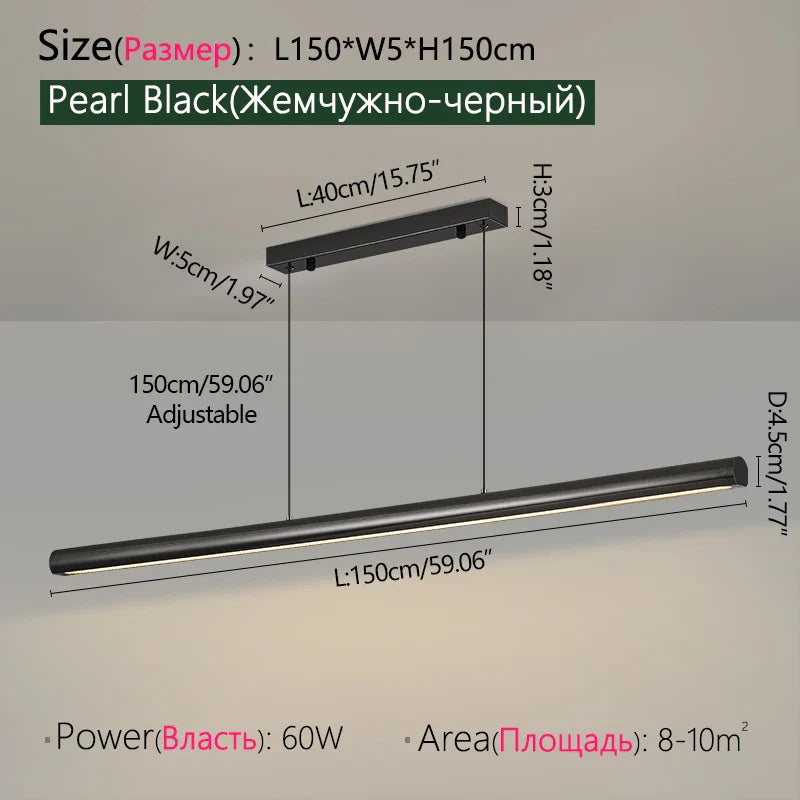 Axyaa Black LED Chandelier, Modern Minimalist Pendant Light for Dining Room, Kitchen, Living Room