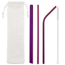 Axyaa Stainless Steel Sharp Metal Drinking Straw Set with Cleaner Brush
