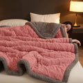 Axyaa Geometric Pattern Fleece Winter Blanket, Queen Size Plush Bedspread