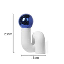 Axyaa Geometric White Vase: Modern Decorative Flower Arrangement for Home Office