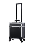 Axyaa Aluminum Rolling Makeup Case with Lockable Trays - Salon Organizer Trolley