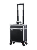 Axyaa Aluminum Rolling Makeup Case with Lockable Trays - Salon Organizer Trolley