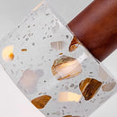 Axyaa Wood Terrazzo LED Pendant Light Fixture Vintage Industrial Hanging Lamp