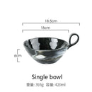 Axyaa Marble Pattern Ceramic Bowl with Handle, Set of 4