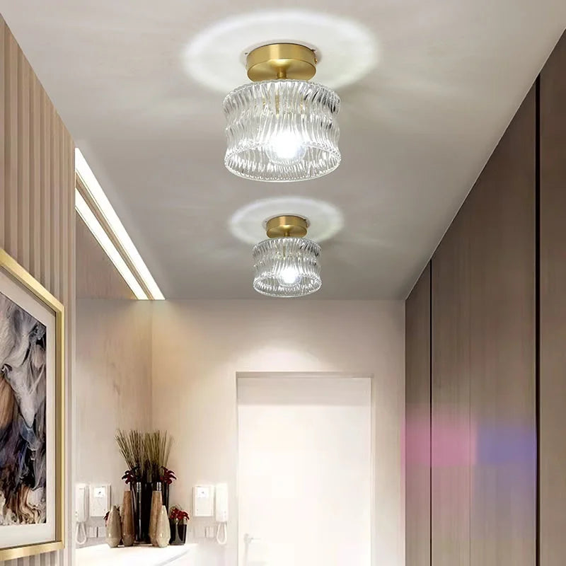 Axyaa LED Ceiling Lamp for Bedroom Living Room Clear Glass Decor Fixtures