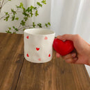 Axyaa Red Heart Plaid Coffee Mug - Delicate Ceramic Latte Cup