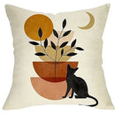 Axyaa Abstract Cat Plant Sunset Pillow Case