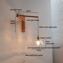 Axyaa Glass Flower LED Wall Lamp with Flexible Arm, Wood Modern Nordic Design