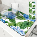 Axyaa Hydrangeas Watercolor Drying Mat: Non-Slip Absorbent Tableware Mat
