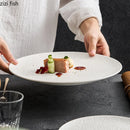 Axyaa Circular Ceramic Hammer Pattern Shallow Plate - Pure White Specialty Tableware