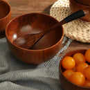 Axyaa Handcrafted Japanese Wooden Soup Bowl Large Retro Solid Wood Tableware