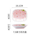 Axyaa Ceramic Dining Set: Plate, Bowl, Bowl, Mug - Pink Strawberry Theme