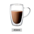 Axyaa Double Layer Glass Cup - Heat-Resistant, Round Egg Shape with Handle