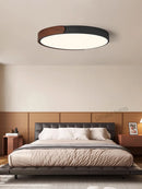 Axyaa Modern LED Walnut Wood Grain Ceiling Lamp for Master Bedroom