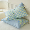 Axyaa Soft Cotton Pillowcase Chequer Grid Pattern 48x74cm Bedding Pillow Cover Set