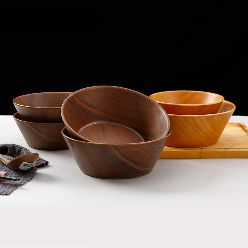 Axyaa Wood Grain Soup Bowl: Japanese Style, Large Capacity Rice Bowl