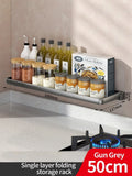 Axyaa Kitchen Spice & Condiment Rack: Wall Mounted, Foldable, Multifunctional Utensil Organizer
