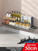 Axyaa Kitchen Spice & Condiment Rack: Wall Mounted, Foldable, Multifunctional Utensil Organizer