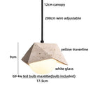 Axyaa Adjustable LED Pendant Lamp Stone Wood Hanging Light