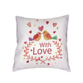 Axyaa Love Birds Red Tree Cushion Cover - Bedroom Decor Pillowcases
