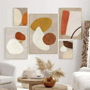 Axyaa Beige Orange Yellow Color Block Abstract Geometry Wall Art Poster