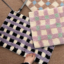Axyaa Checkered Plush Carpet Home Decoration Bedroom Rugs