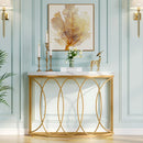 Axyaa Half Moon Gold Console Table: 43" Modern Semi Circle Entryway Sofa Table